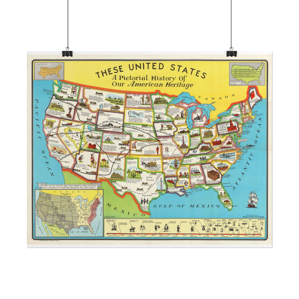 United States of America Historic Map (c. 1949) Rolled Poster | Vintage Map Wall Art
