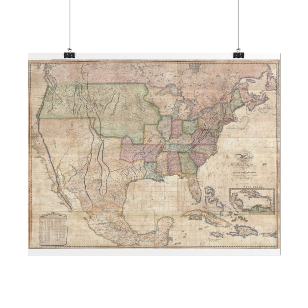 United States of America Historic Map (c. 1822) Rolled Poster | Vintage Map Wall Art