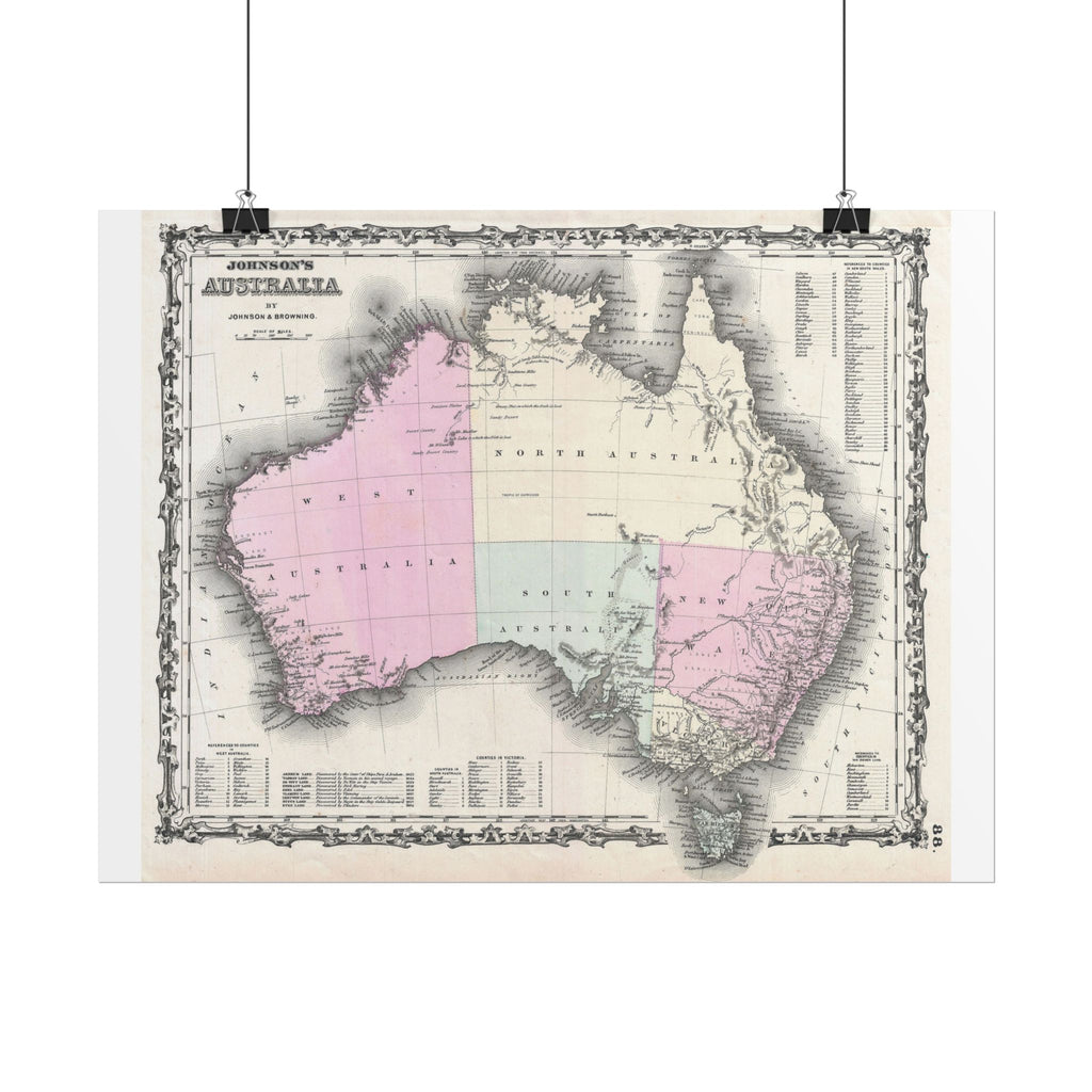 Australia Historic Map (c. 1861) Rolled Poster | Vintage Map Wall Art