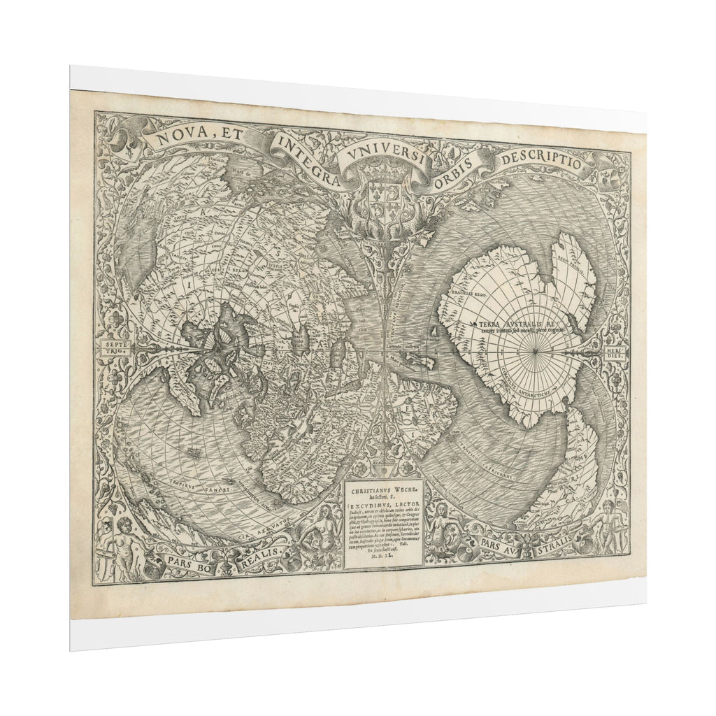 World Atlas Historic Map (c. 1540) Rolled Poster | Vintage Map Wall Art