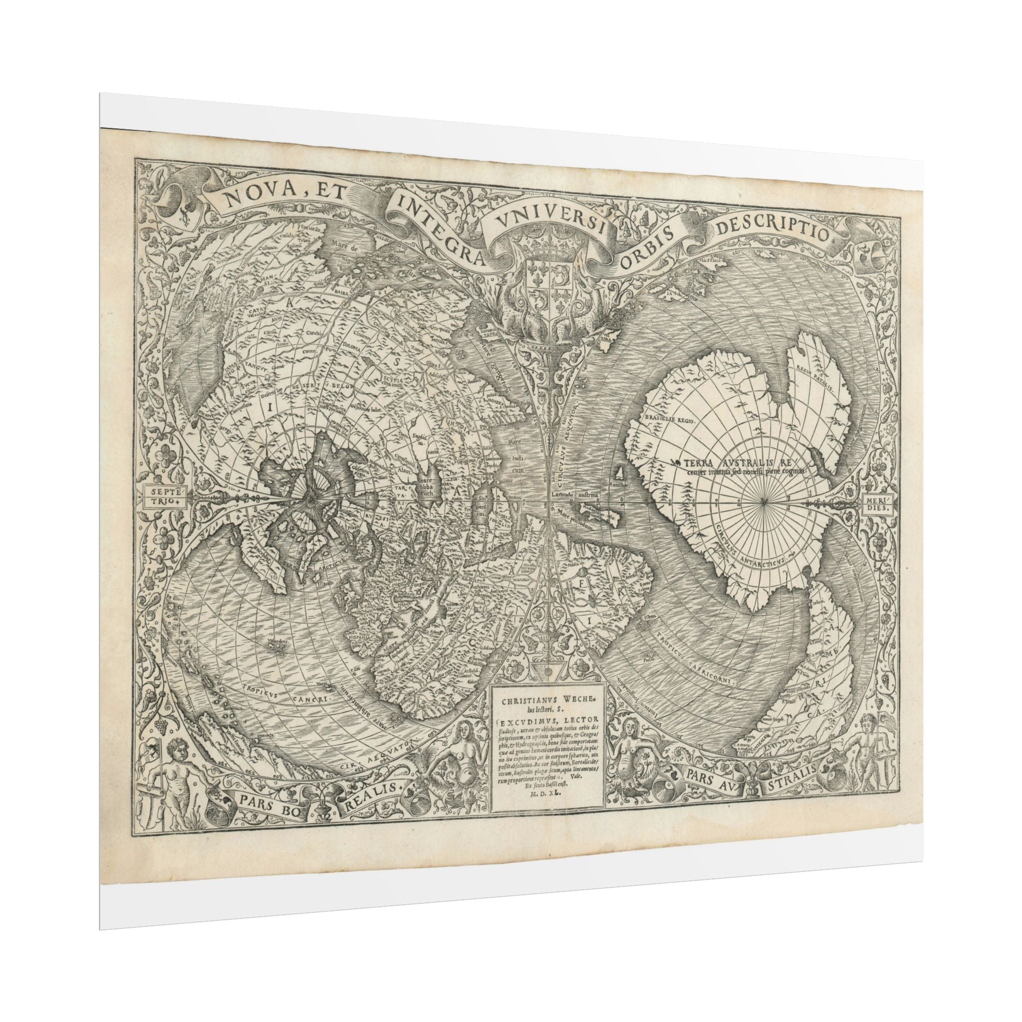 World Atlas Historic Map (c. 1540) Rolled Poster | Vintage Map Wall Art