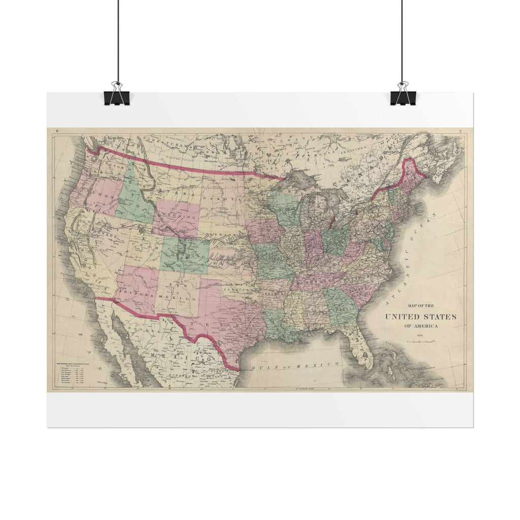 United States of America Historic Map (c. 1873) Rolled Poster | Vintage Map Wall Art