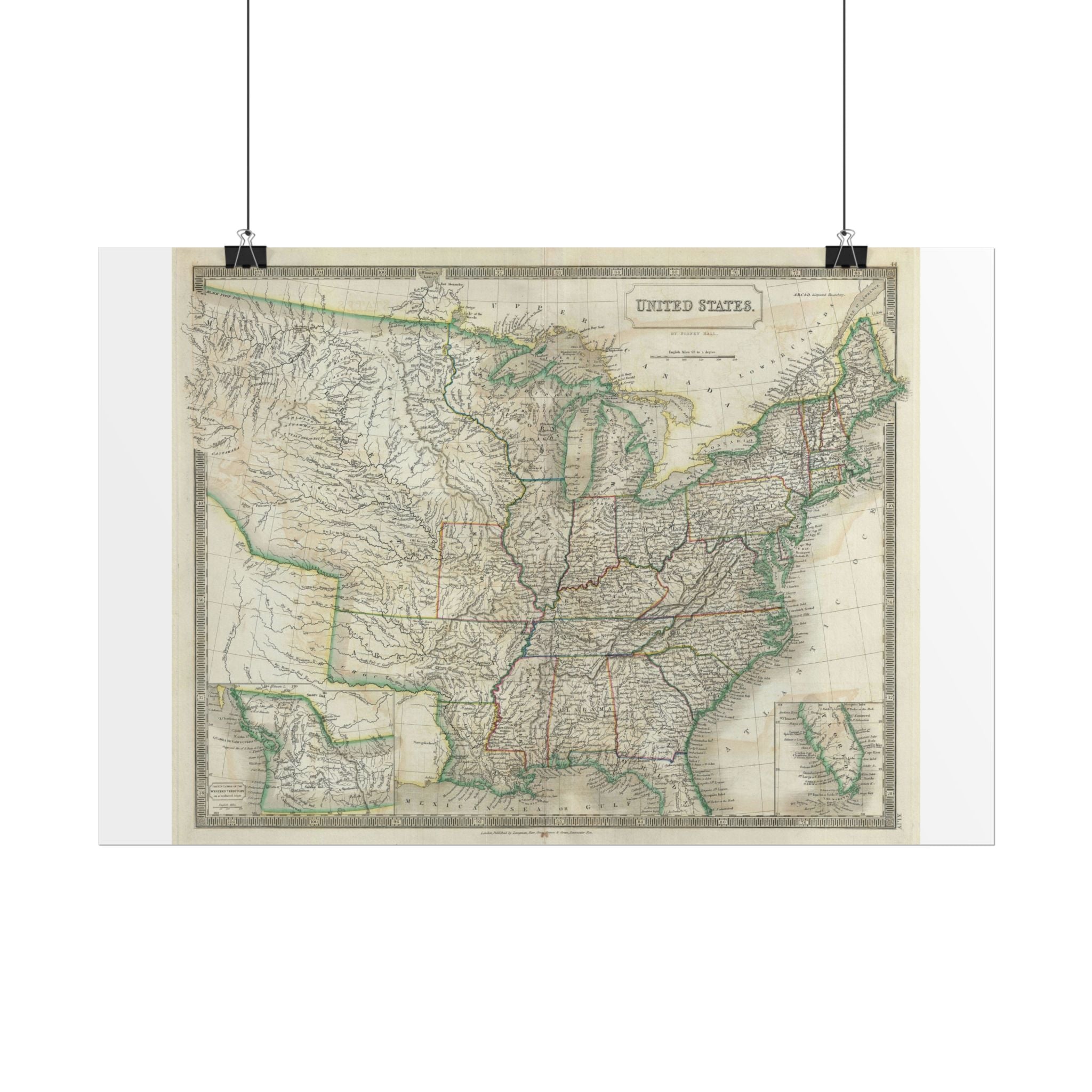 United States of America Historic Map (c. 1835) Rolled Poster | Vintage Map Wall Art