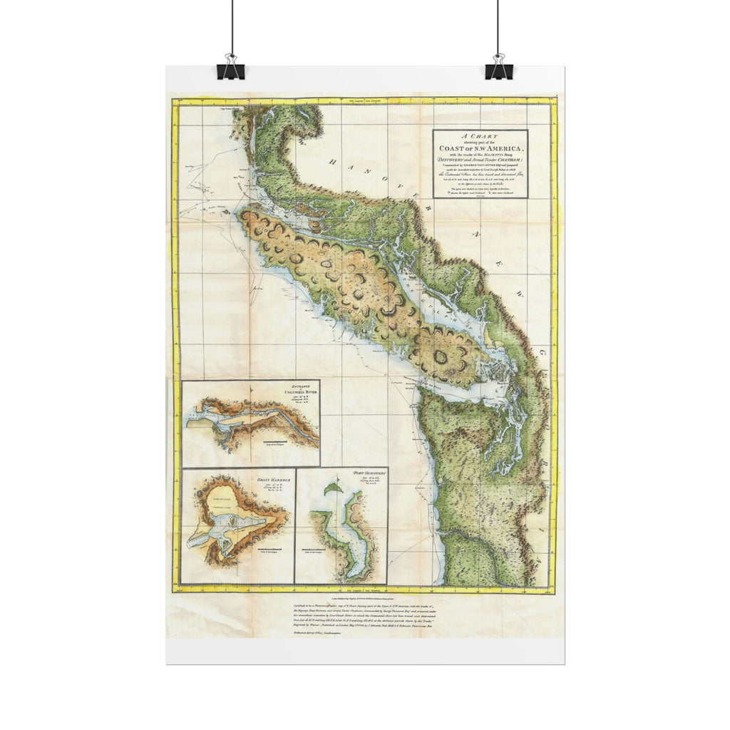 Vancouver, Canada Historic Map (c. 1798) Rolled Poster | Antique City Map Wall Art