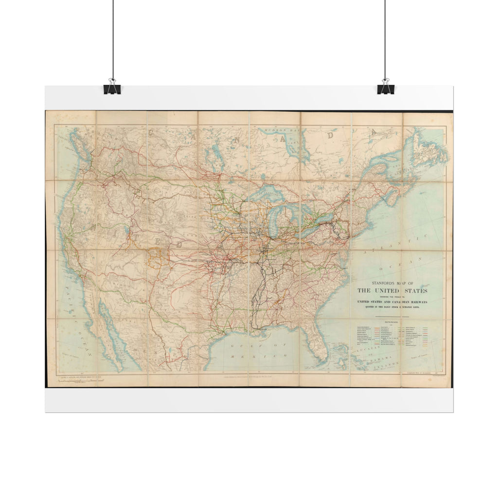 United States of America Historic Railroad Map (c. 1901) Rolled Poster | Vintage Map Wall Art