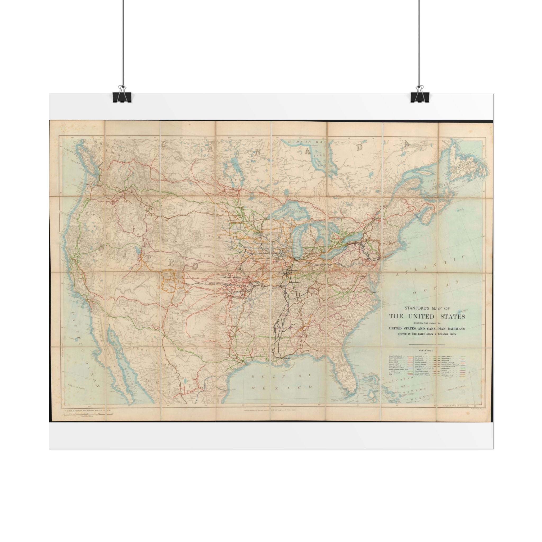 United States of America Historic Railroad Map (c. 1901) Rolled Poster | Vintage Map Wall Art