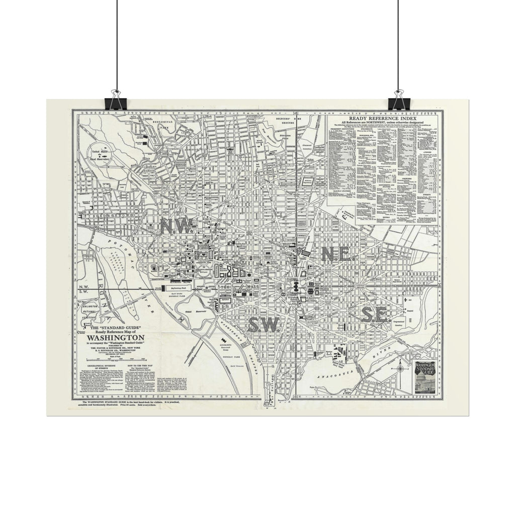Washington DC (c. 1937) Historic City Map Rolled Poster | Vintage Map Wall Art