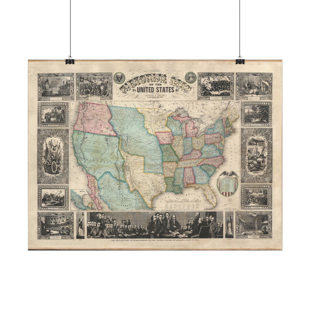 United States of America Historic Map (c. 1847) Rolled Poster | Vintage Map Wall Art