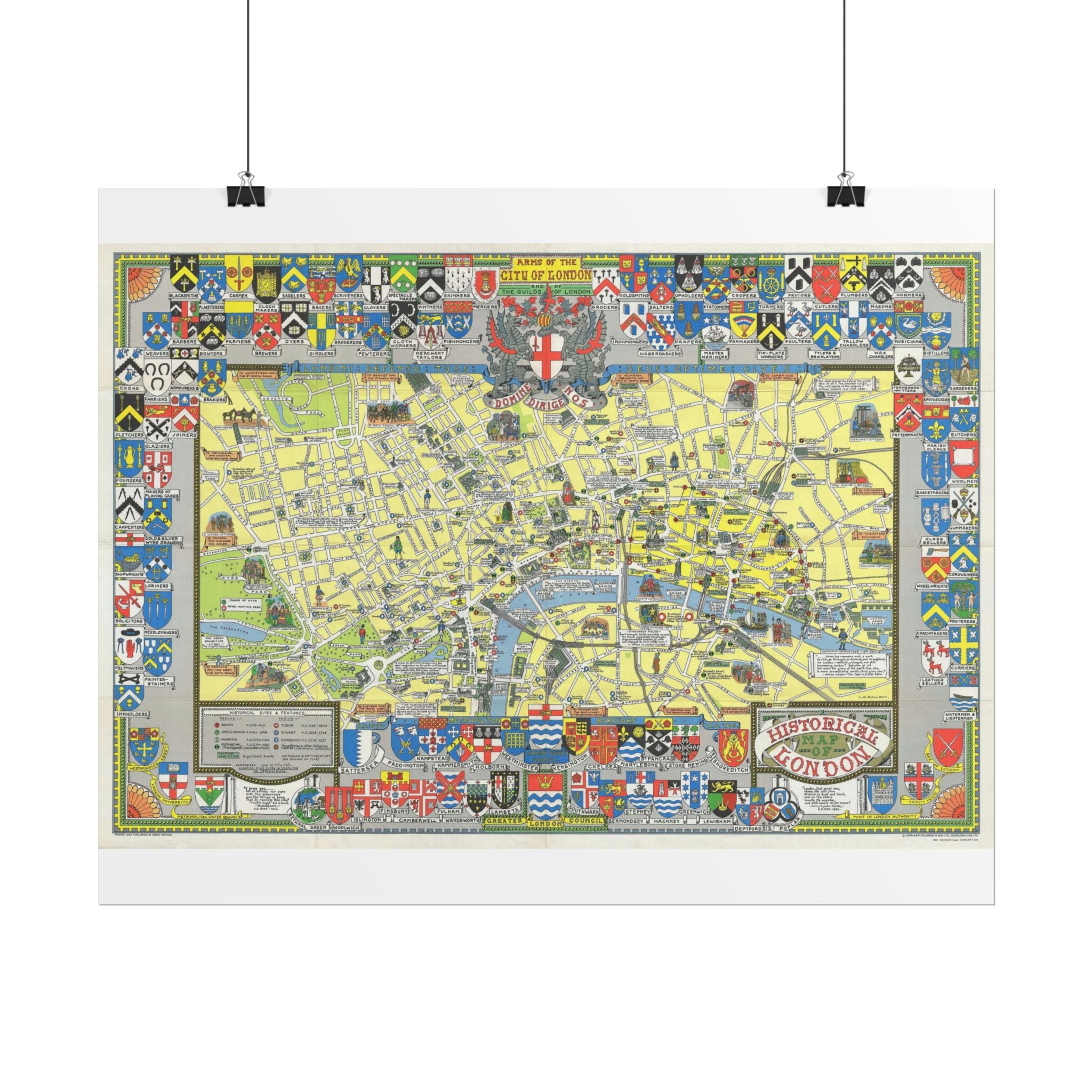 London, England Historic City Map (c. 1978) Rolled Poster | Vintage Map Wall Art