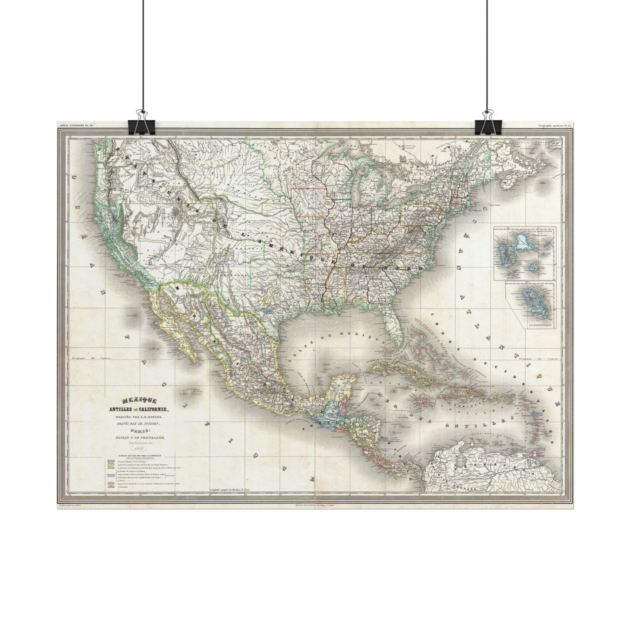 United States of America Historic Map (c. 1858) Rolled Poster | Vintage Map Wall Art