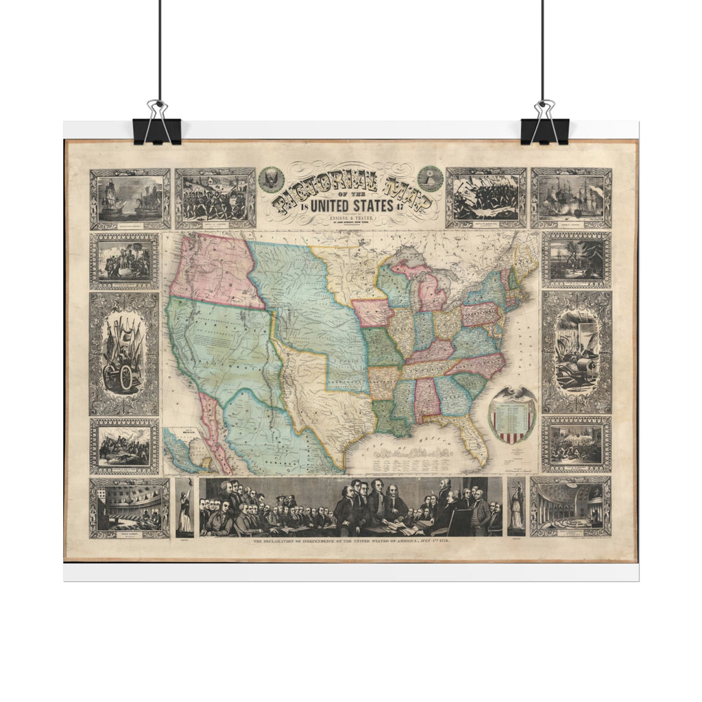 United States of America Historic Map (c. 1847) Rolled Poster | Vintage Map Wall Art