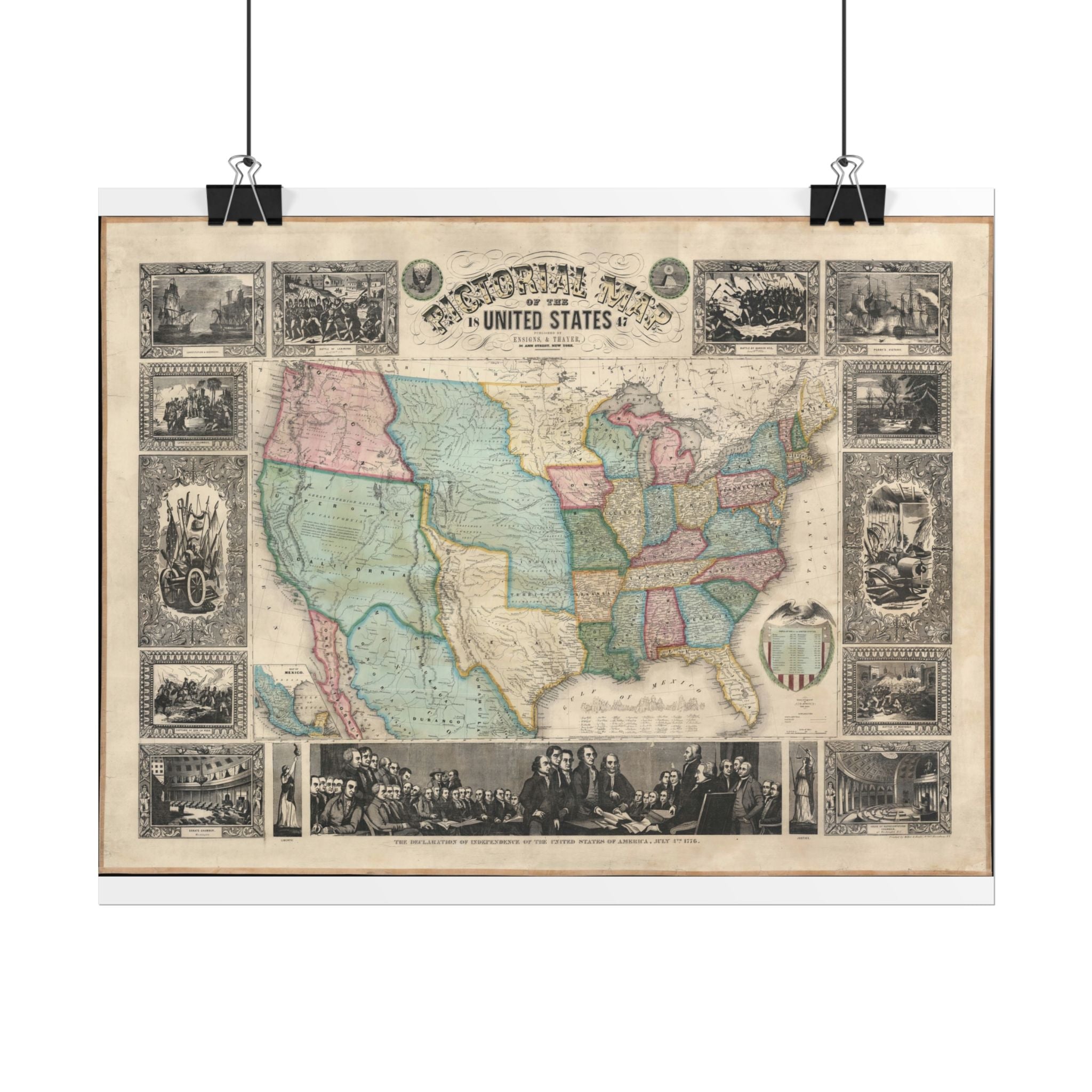 United States of America Historic Map (c. 1847) Rolled Poster | Vintage Map Wall Art