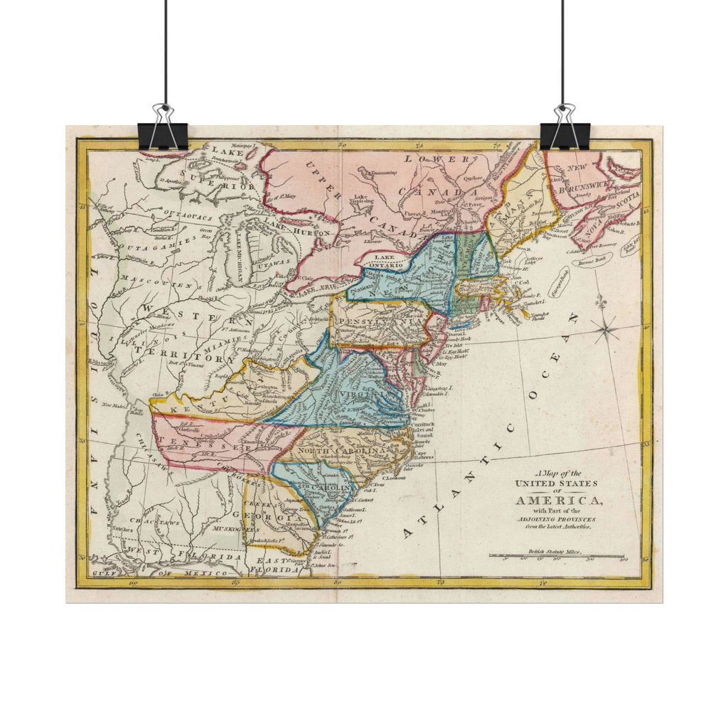 United States of America Historic Map (c. 1817) Rolled Poster | Vintage Map Wall Art