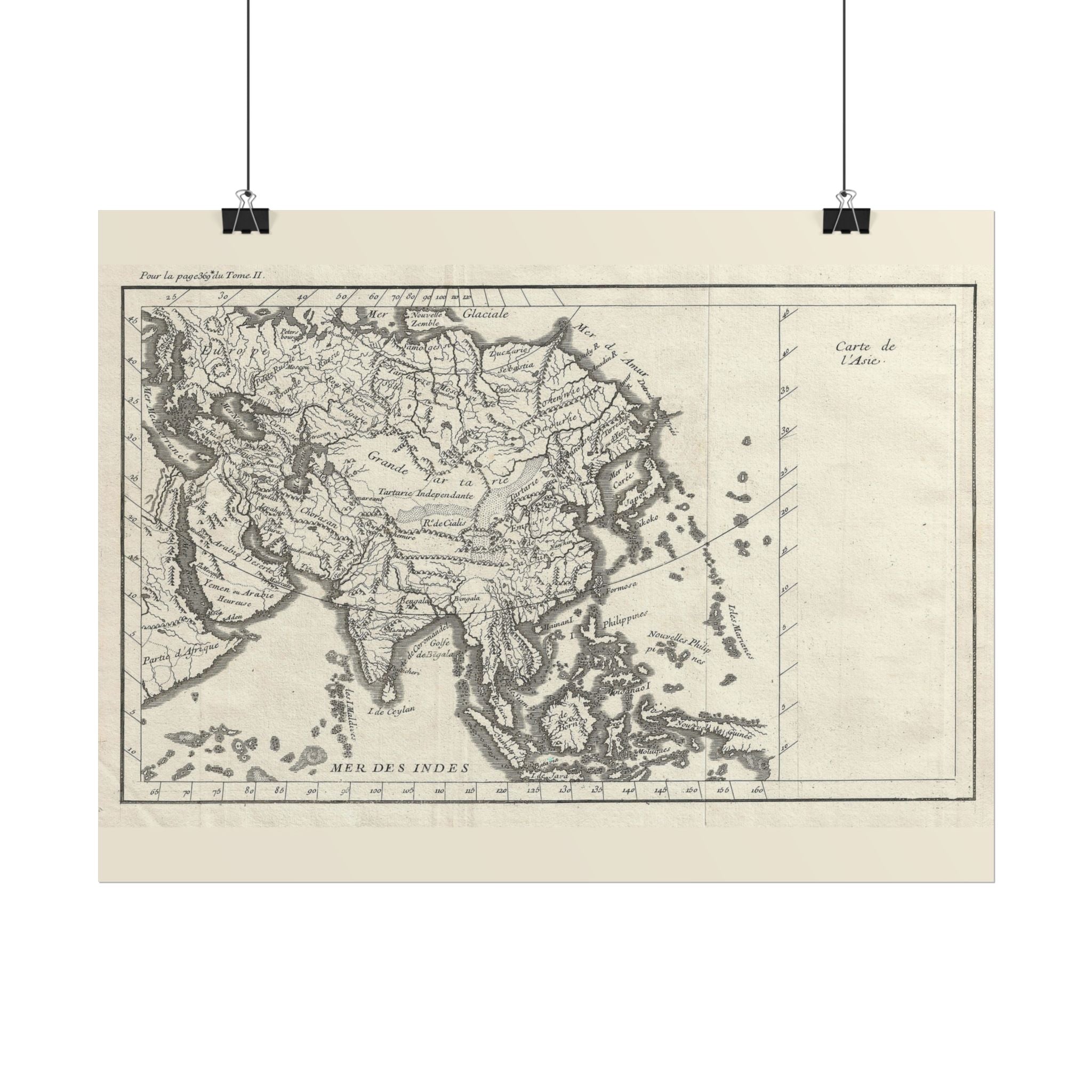 Asia Historic World Map (c. 1790) Rolled Poster | Antique State Map Wall Art