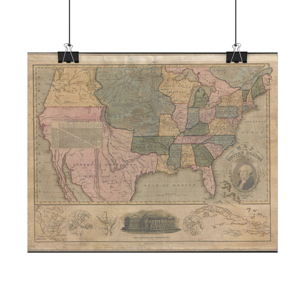 United States of America Historic Map (c. 1831) Rolled Poster | Vintage Map Wall Art