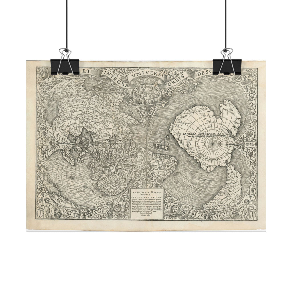 World Atlas Historic Map (c. 1540) Rolled Poster | Vintage Map Wall Art