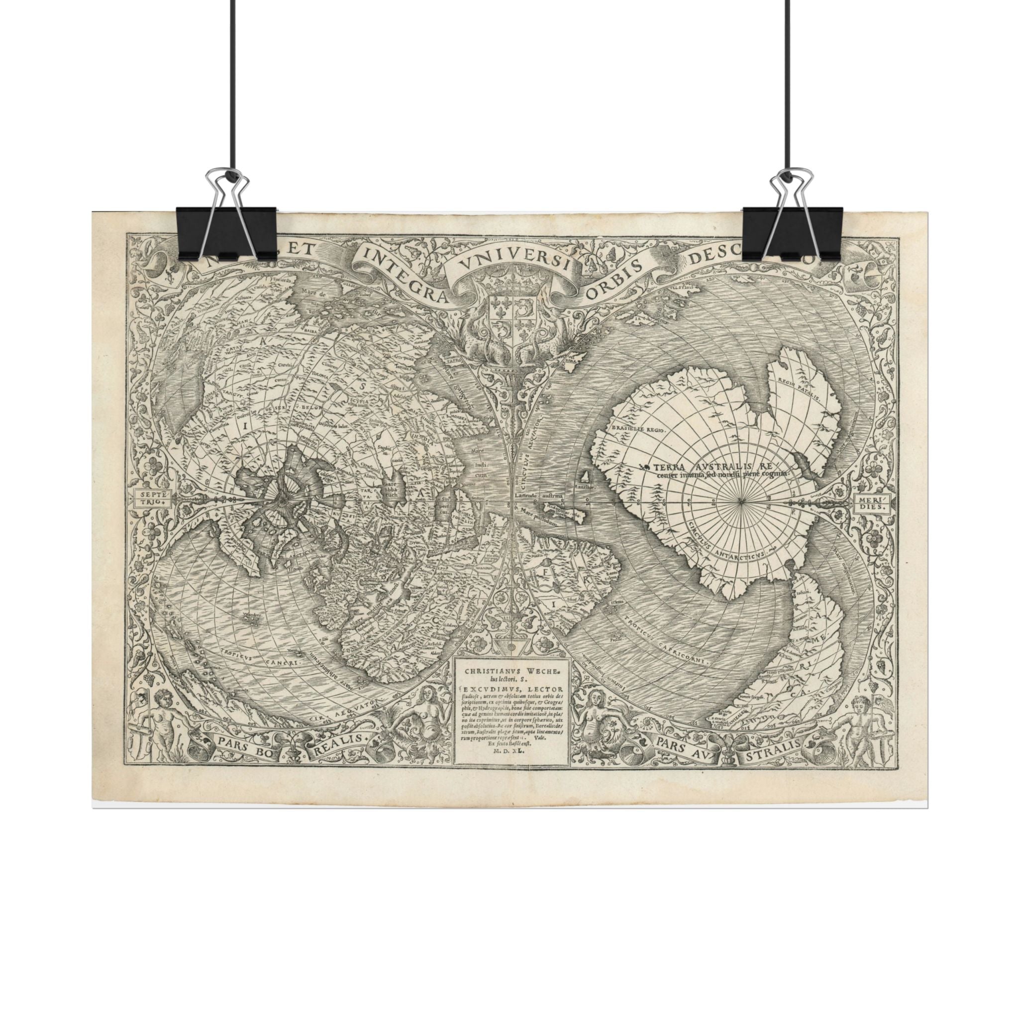 World Atlas Historic Map (c. 1540) Rolled Poster | Vintage Map Wall Art