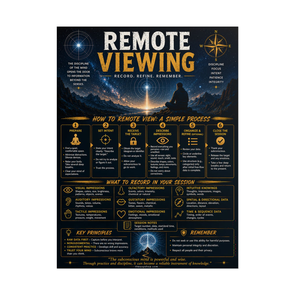 Remote Viewing Training Poster — Step-by-Step Guide Wall Art