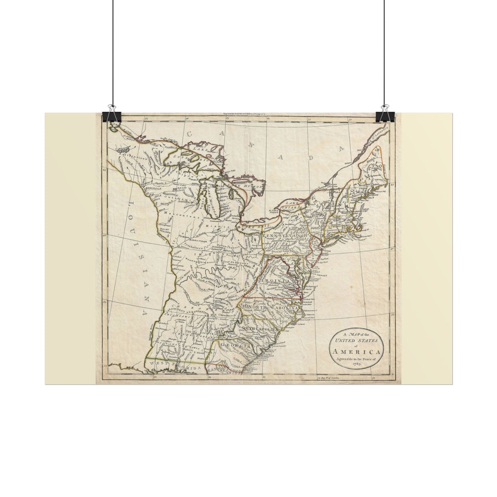 United States of America Historic Map (c. 1783) Rolled Poster | Antique Map Wall Art
