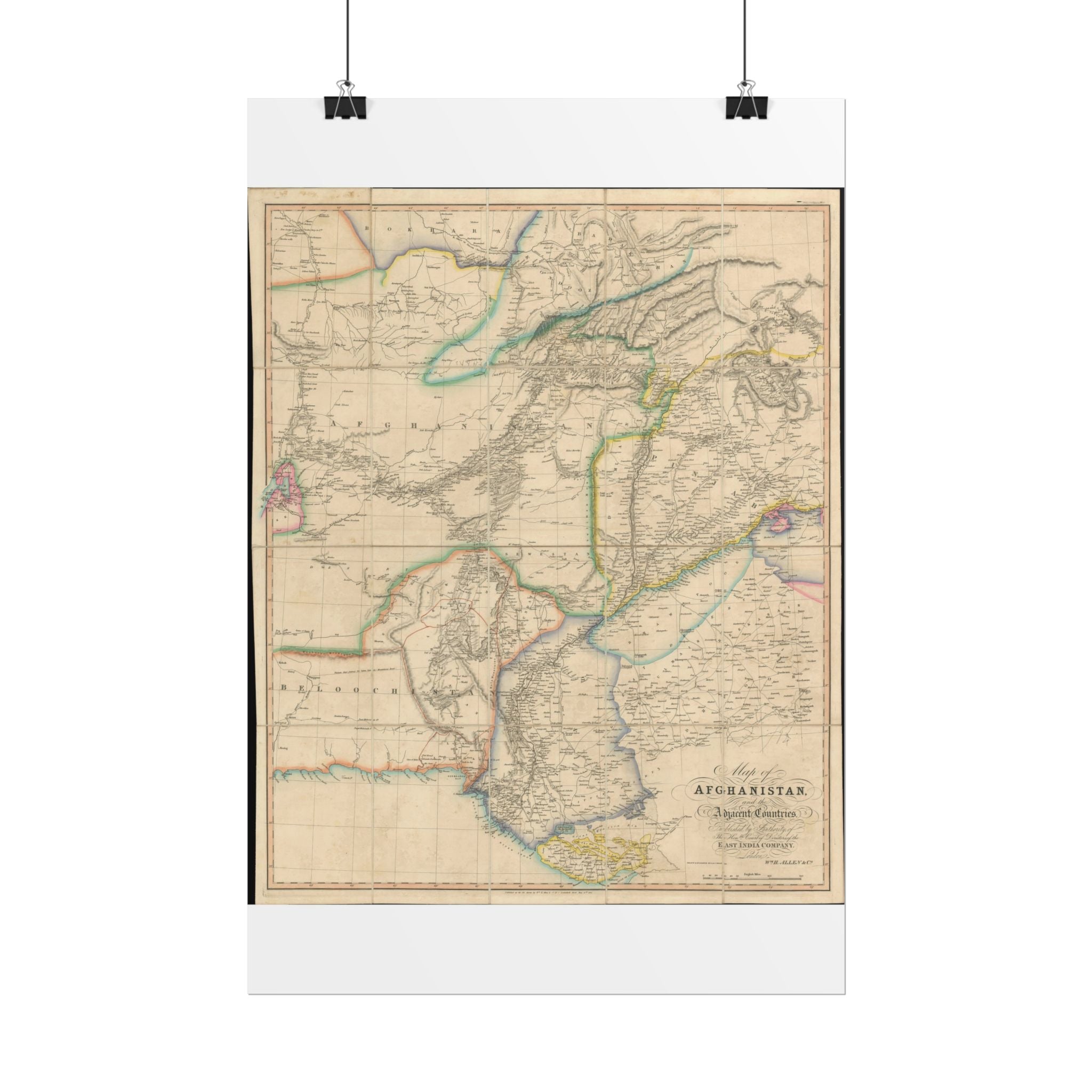 Afghanistan Antique Map (c. 1842) Rolled Poster | Vintage World Map Print