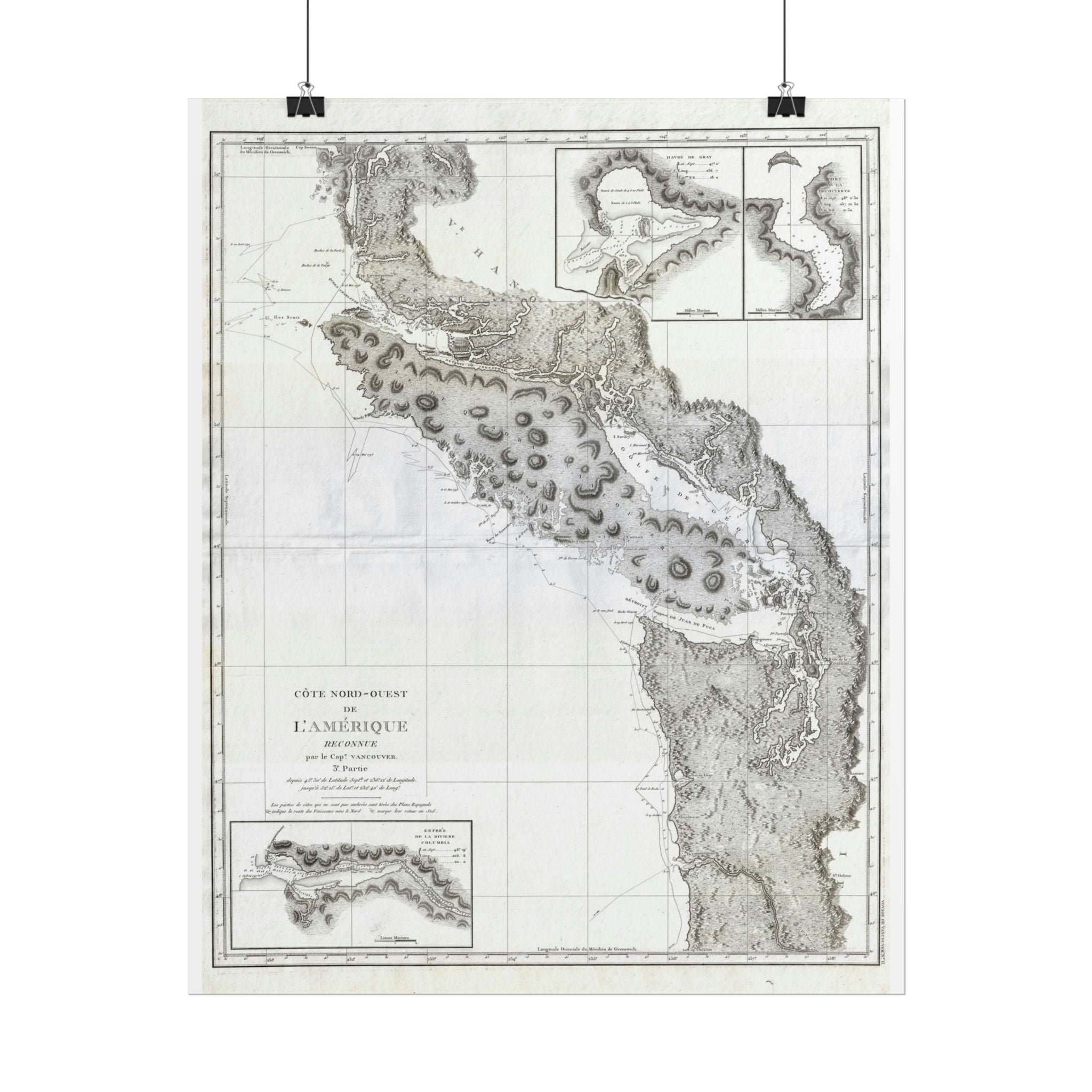 Vancouver, Canada Historic Map (c. 1799) Rolled Poster | Antique City Map Wall Art