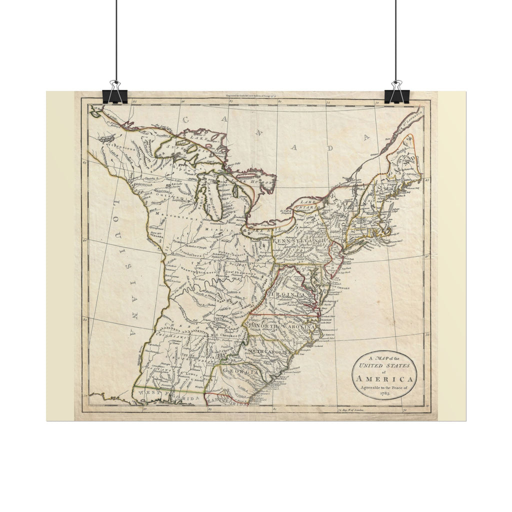 United States of America Historic Map (c. 1783) Rolled Poster | Antique Map Wall Art