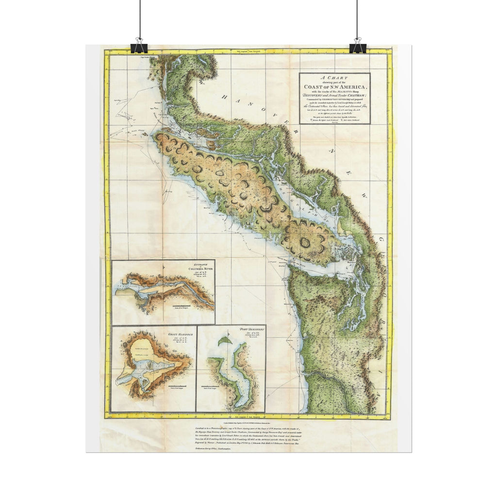 Vancouver, Canada Historic Map (c. 1798) Rolled Poster | Antique City Map Wall Art