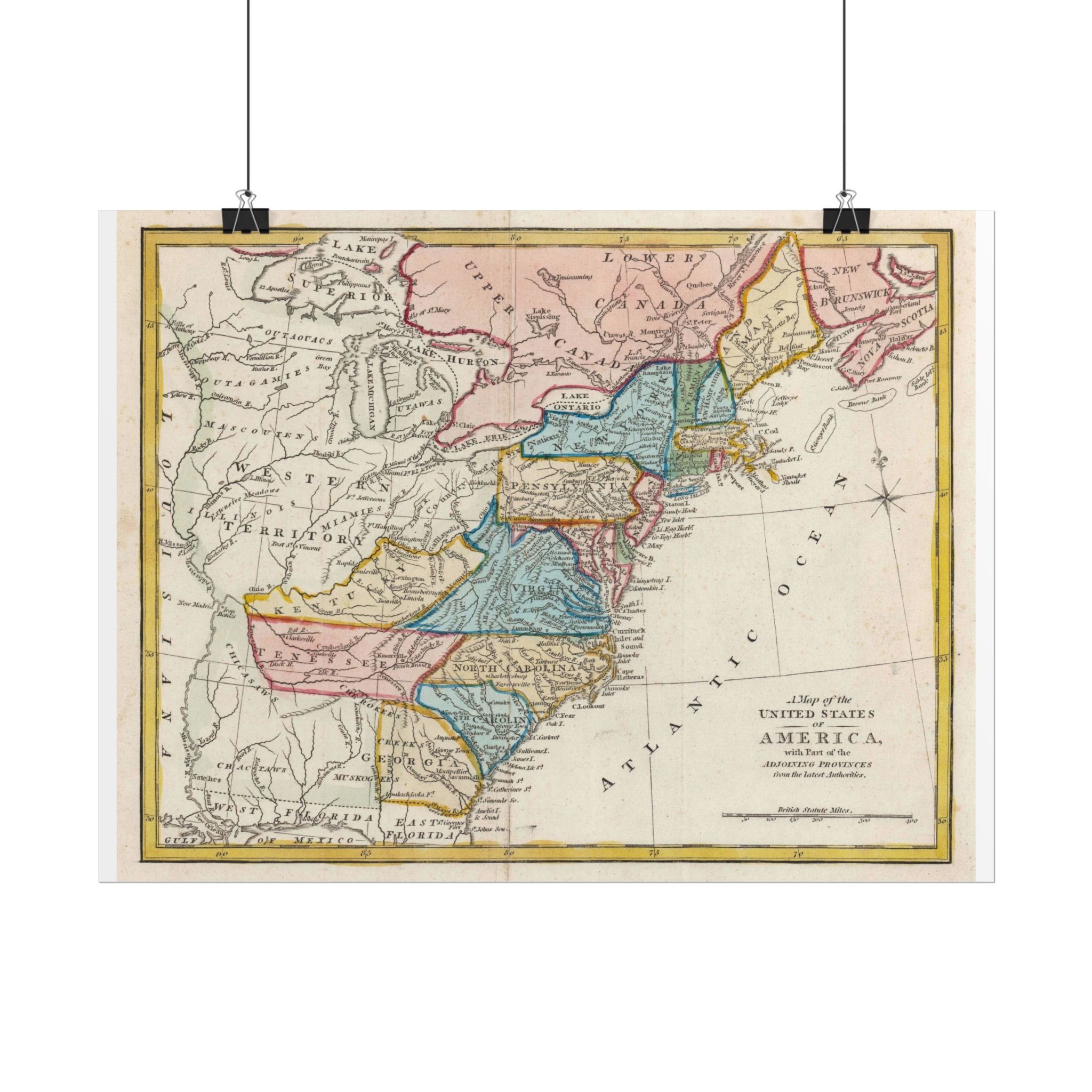 United States of America Historic Map (c. 1817) Rolled Poster | Vintage Map Wall Art
