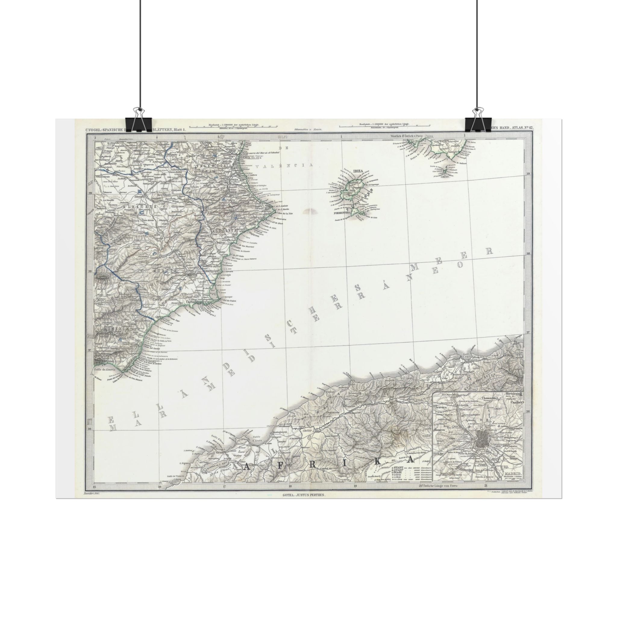 Ibiza, Spain Historic City Map (c. 1880) Rolled Poster | Vintage Map Wall Art