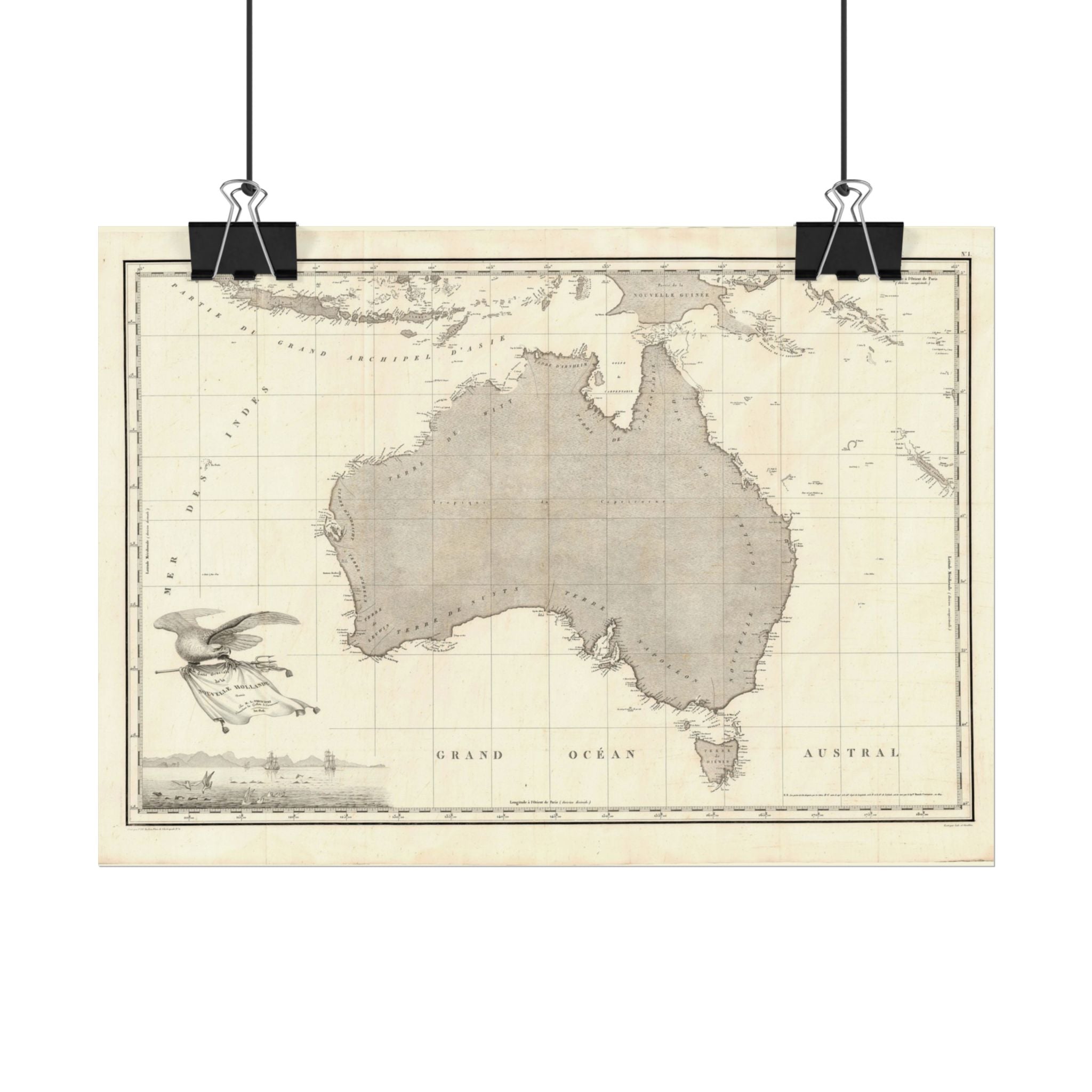 Australia Historic Map (c. 1811) Rolled Poster | Vintage Map Wall Art