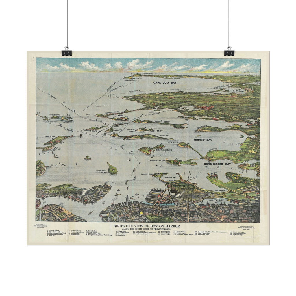 Boston Harbor (c. 1756) Historic City Map Rolled Poster | Vintage Map Wall Art