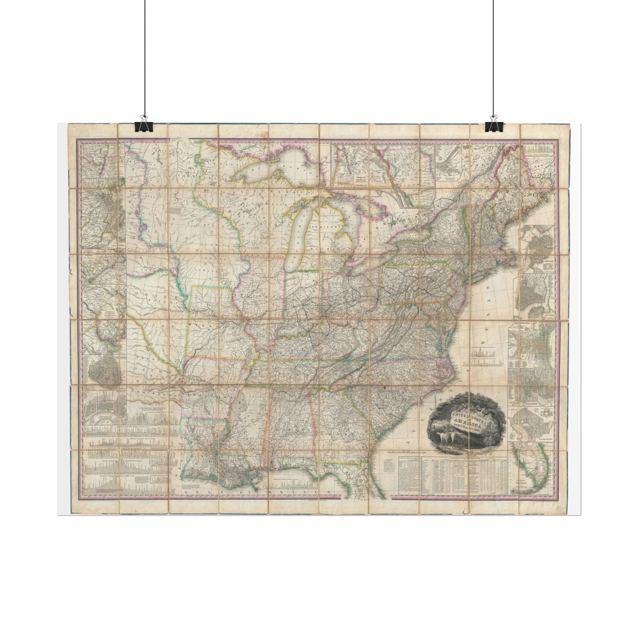 United States of America Historic Map (c. 1829) Rolled Poster | Vintage Map Wall Art