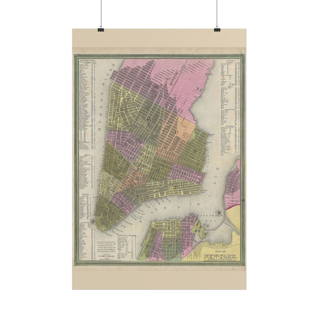 New York City (c. 1846) Historic City Map Rolled Poster | Vintage Map Wall Art