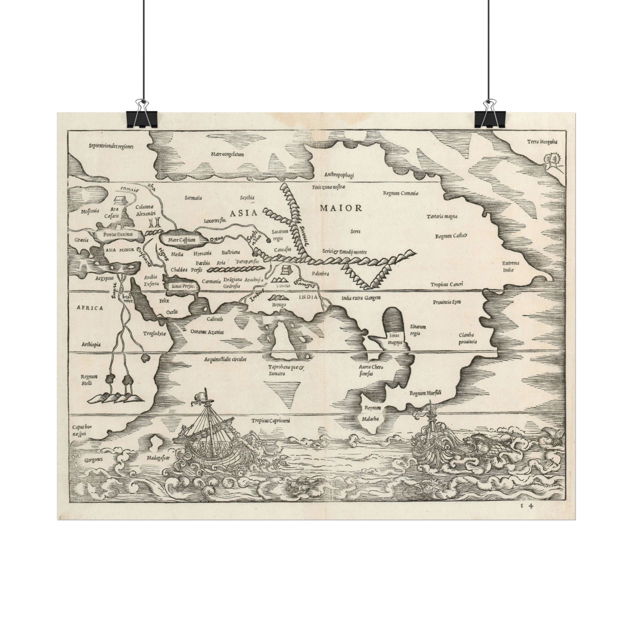 Asia Minor Historic World Map (c. 1538) Rolled Poster | Antique Vintage Map Wall Art