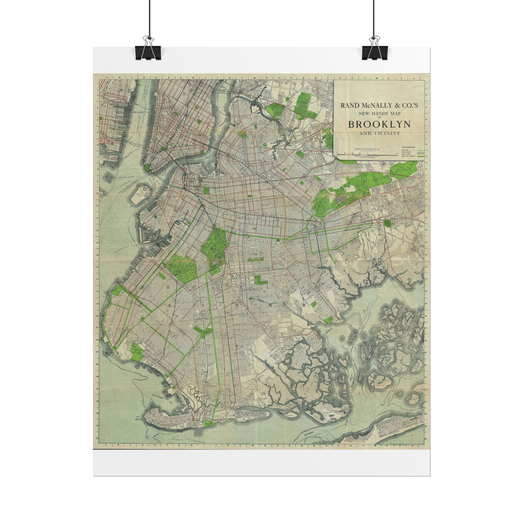 Brooklyn, New York Historic Map (c. 1911) Rolled Poster | Antique City Map Wall Art