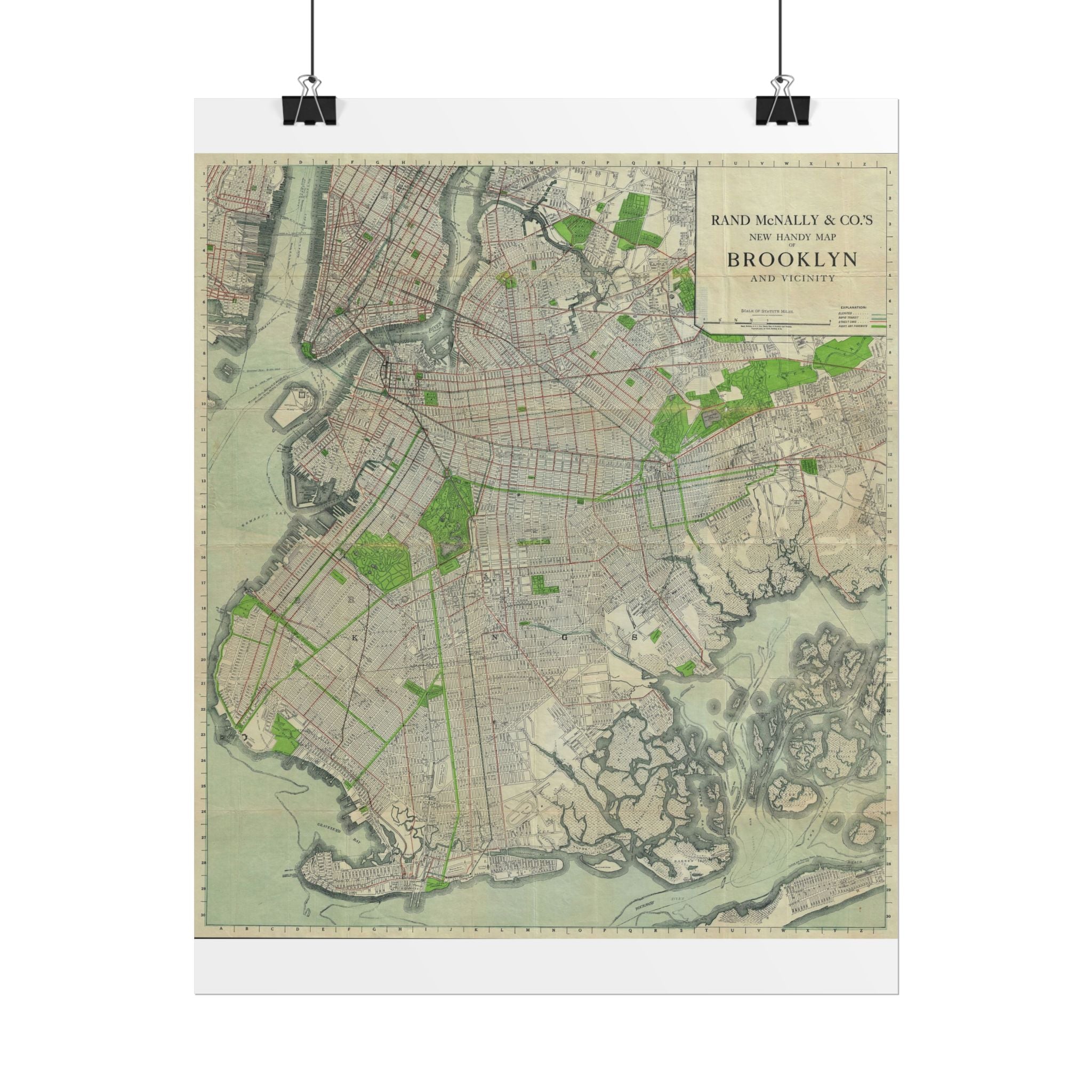 Brooklyn, New York Historic Map (c. 1911) Rolled Poster | Antique City Map Wall Art