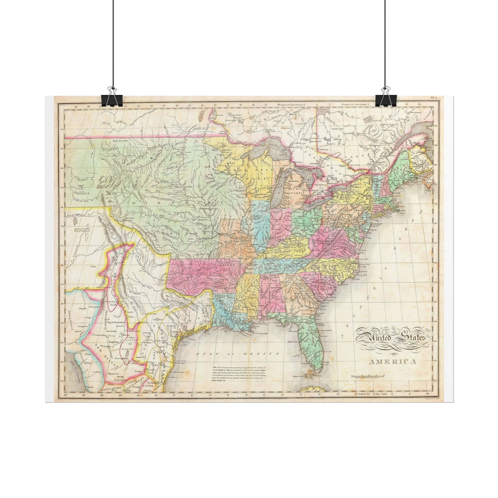 United States of America Historic Map (c. 1823) Rolled Poster | Vintage Map Wall Art