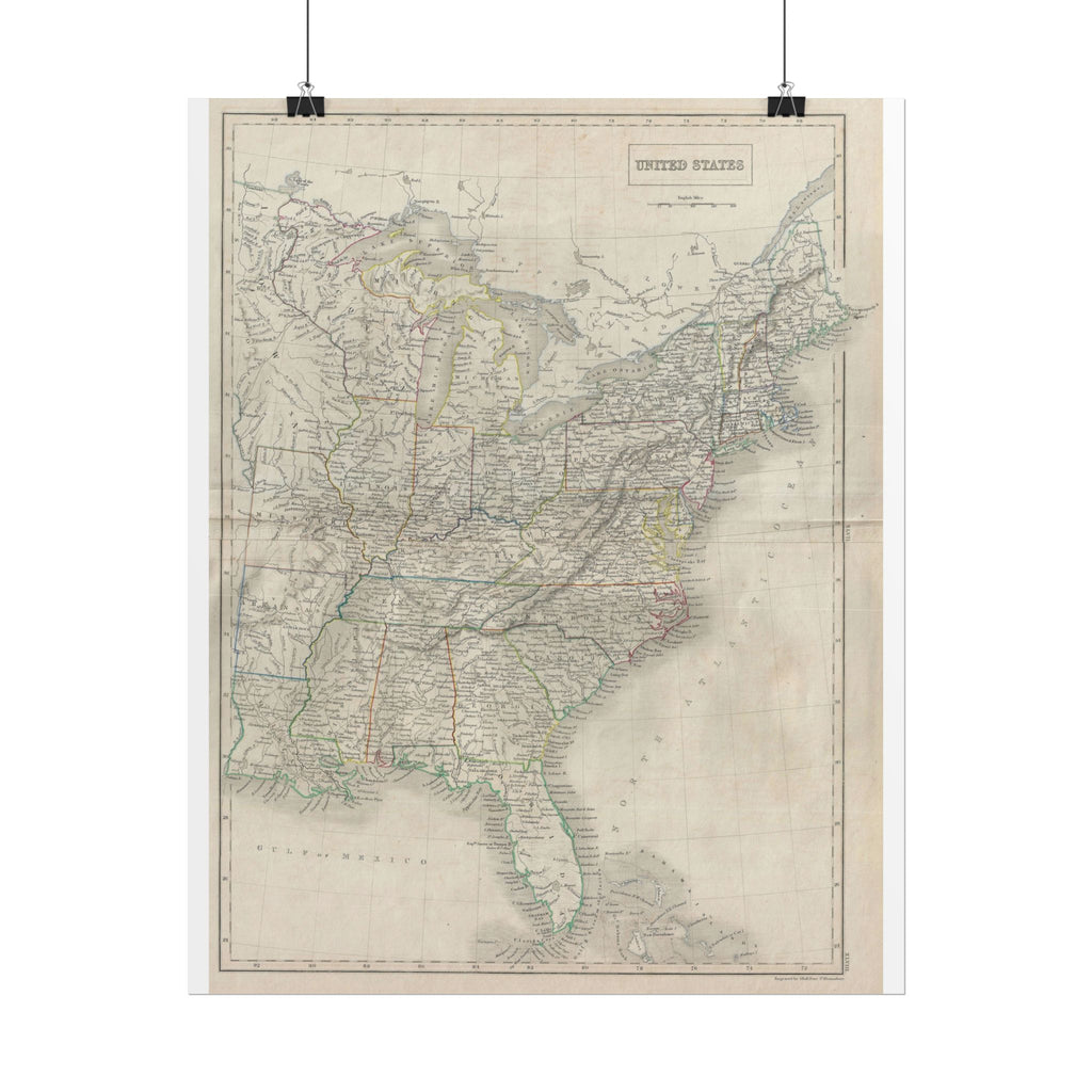 United States of America Historic Map (c. 1840) Rolled Poster | Vintage Map Wall Art