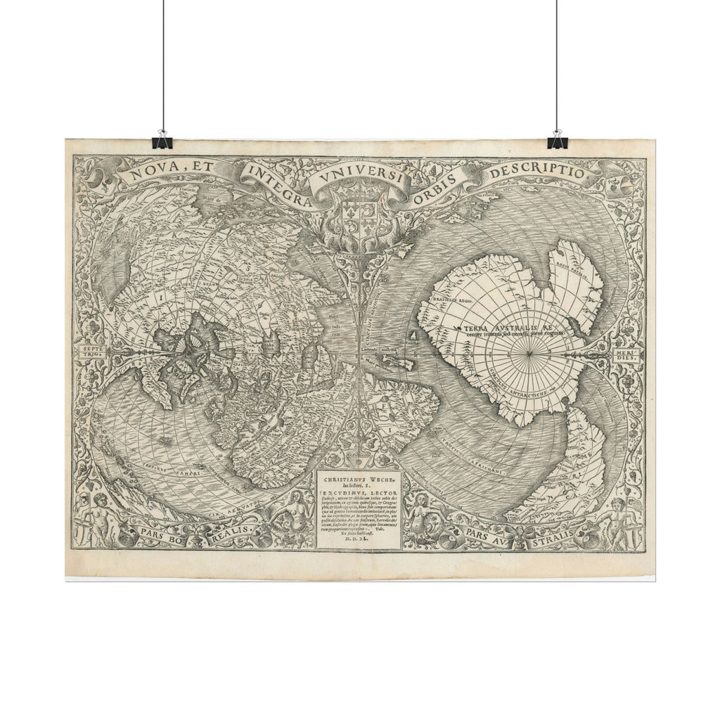 World Atlas Historic Map (c. 1540) Rolled Poster | Vintage Map Wall Art