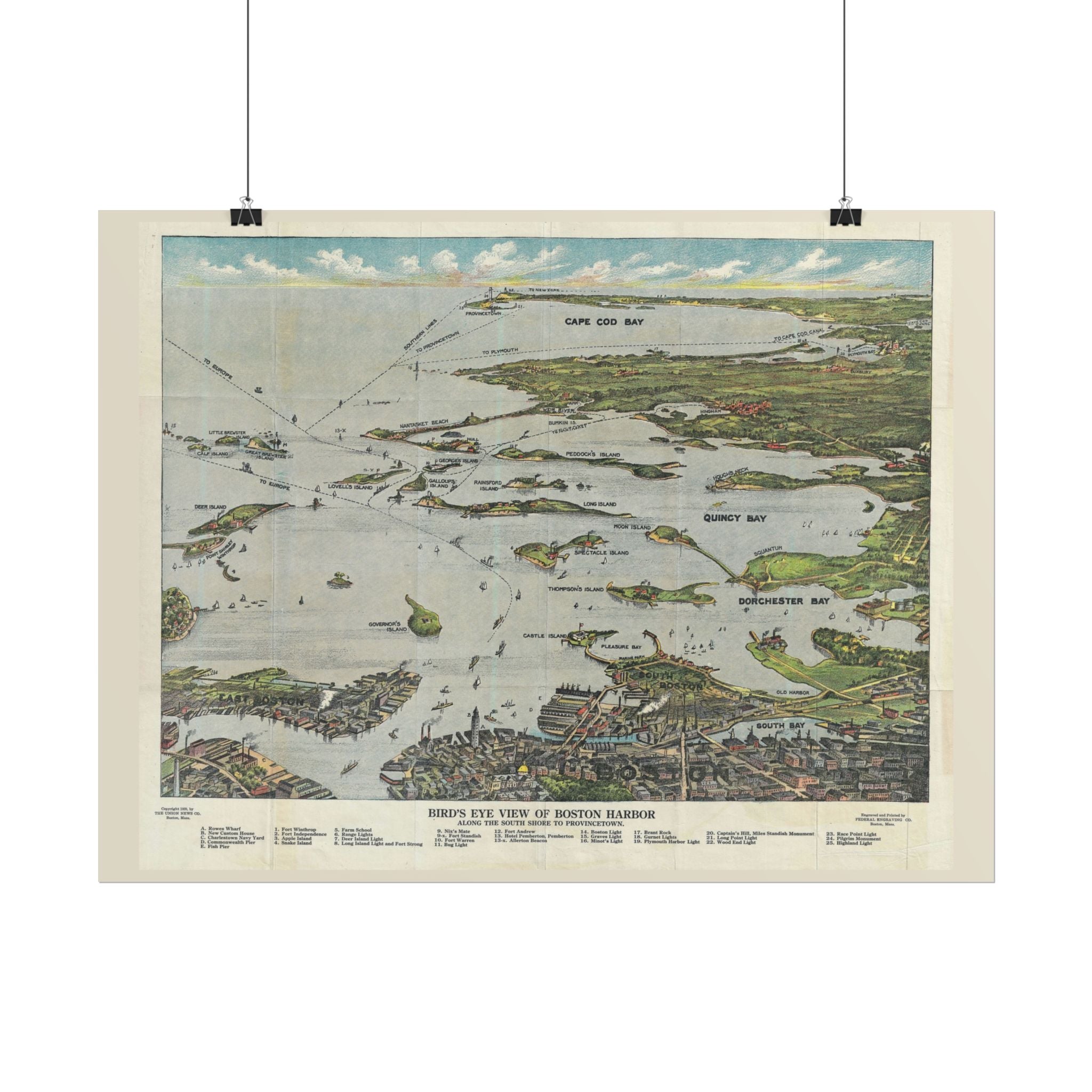 Boston Harbor (c. 1756) Historic City Map Rolled Poster | Vintage Map Wall Art