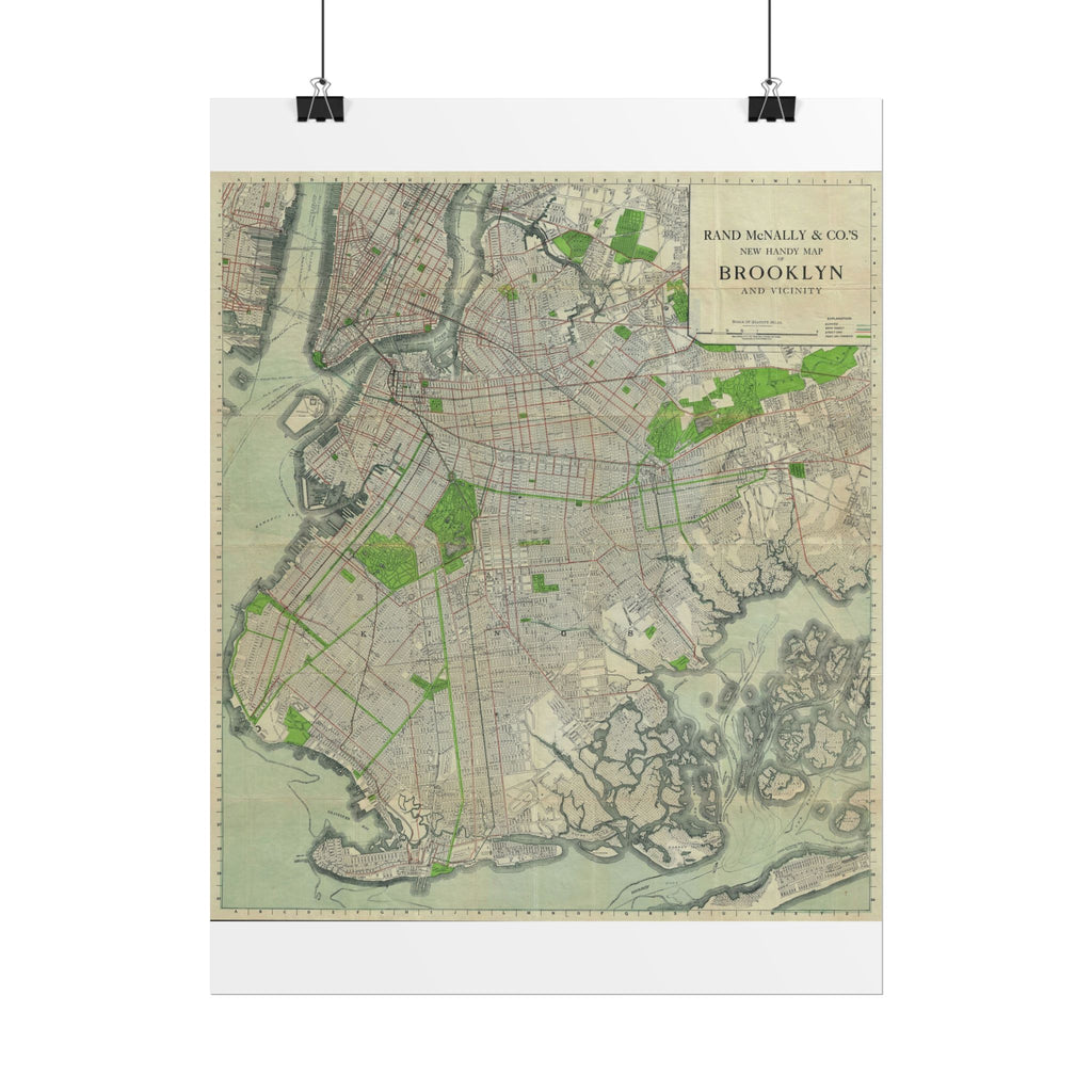 Brooklyn, New York Historic Map (c. 1911) Rolled Poster | Antique City Map Wall Art