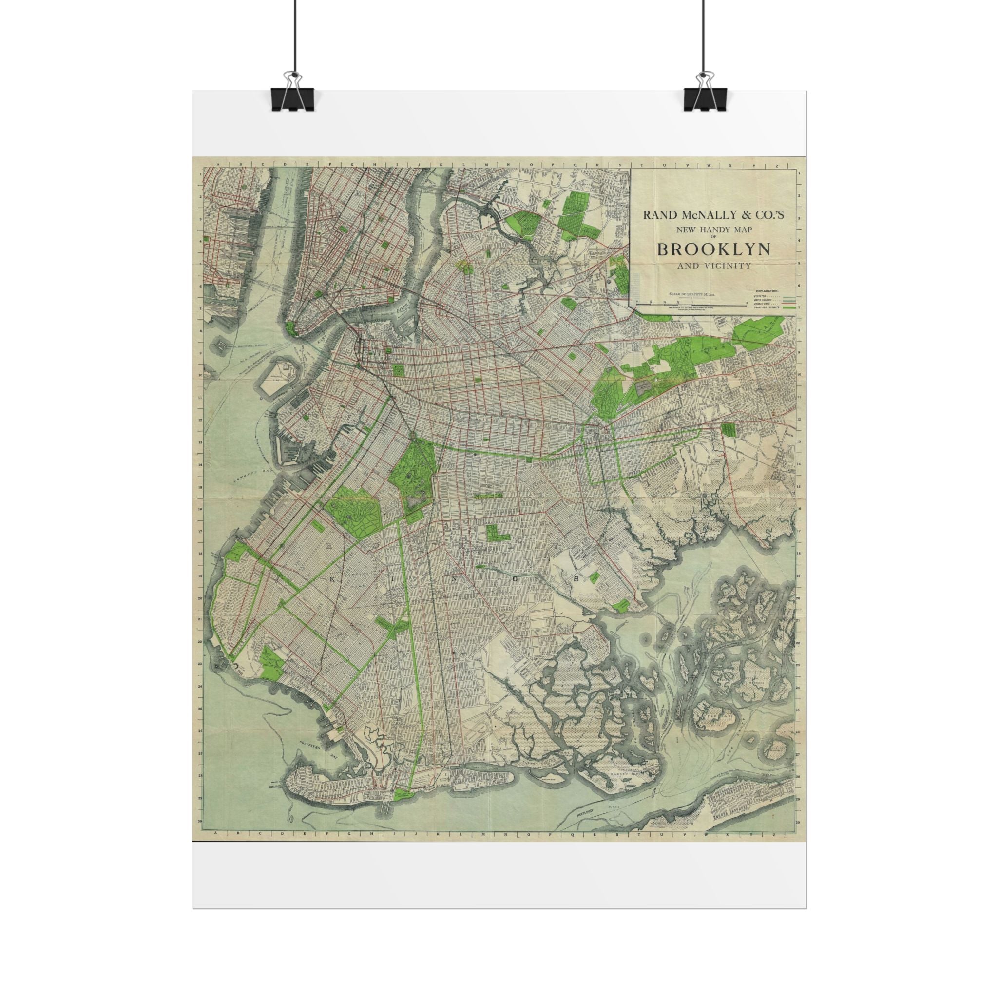 Brooklyn, New York Historic Map (c. 1911) Rolled Poster | Antique City Map Wall Art