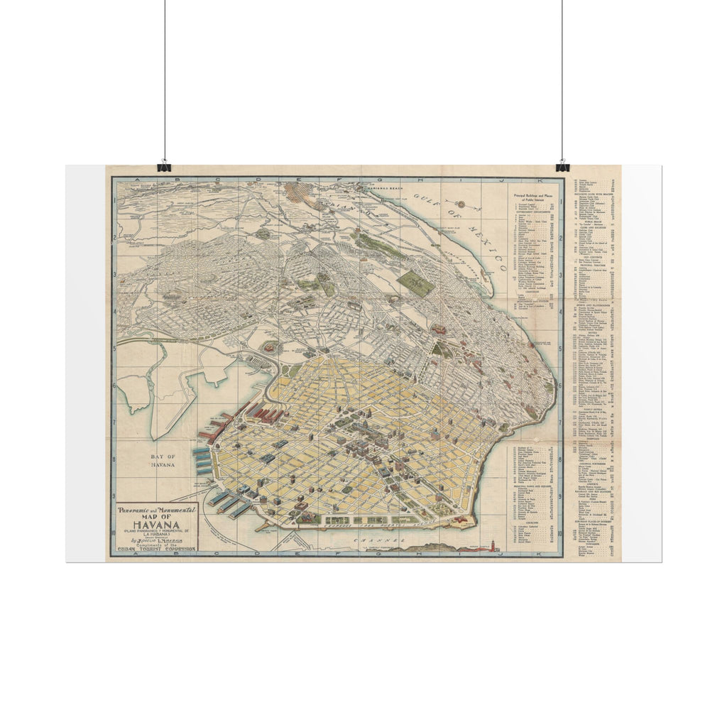 Havana, Cuba Historic City Map (c. 1950) Rolled Poster | Vintage Map Wall Art