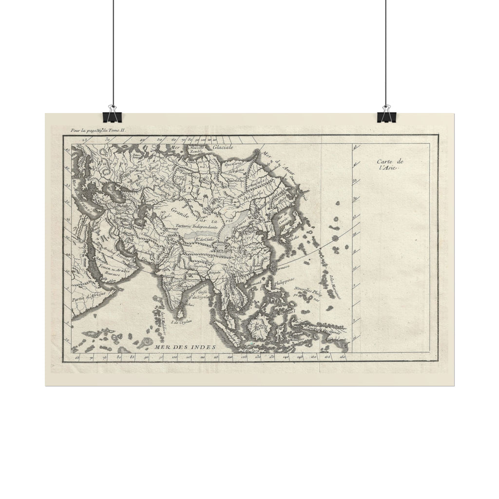 Asia Historic World Map (c. 1790) Rolled Poster | Antique State Map Wall Art