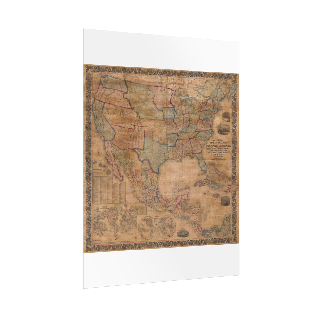 North America Antique Map of (c. 1856) Rolled Poster | Old Map Wall Art