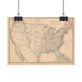 United States of America Historic Map (c. 1850) Rolled Poster | Vintage Map Wall Art