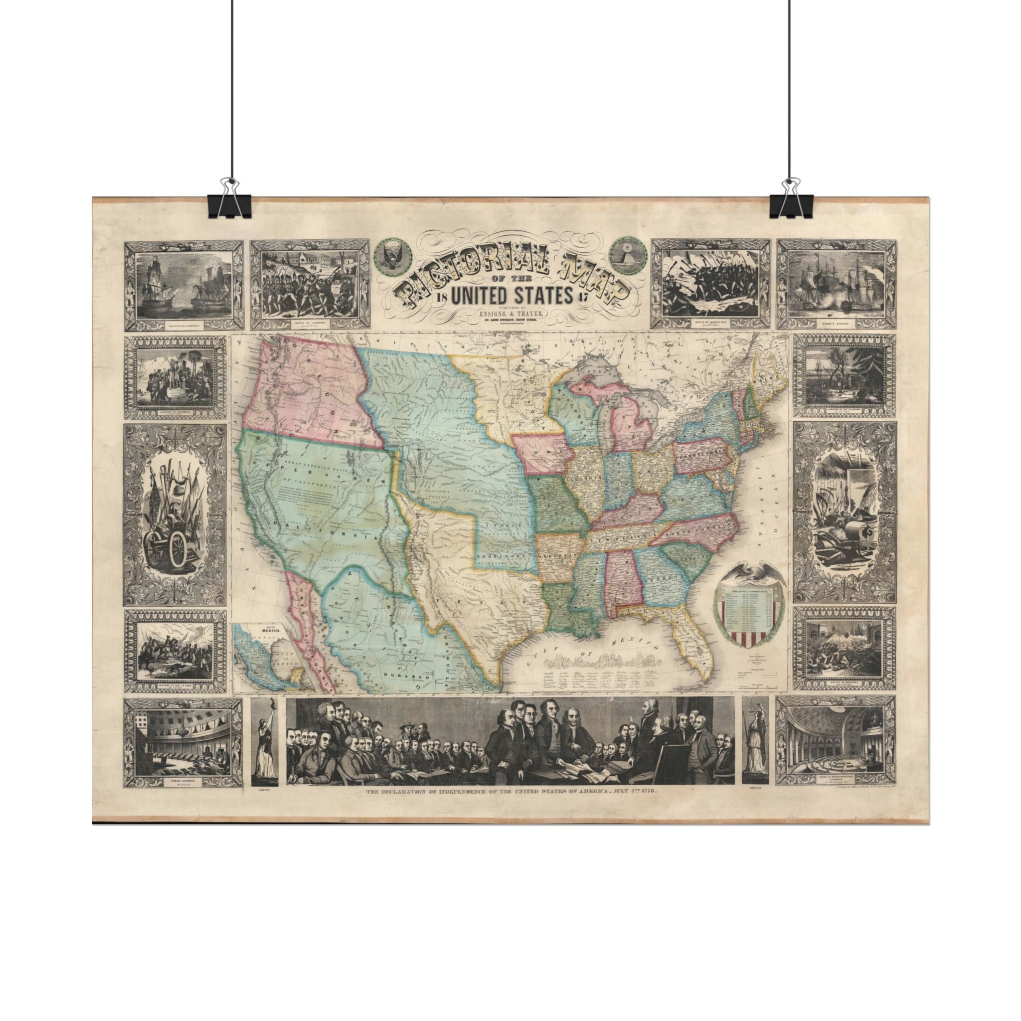 United States of America Historic Map (c. 1847) Rolled Poster | Vintage Map Wall Art