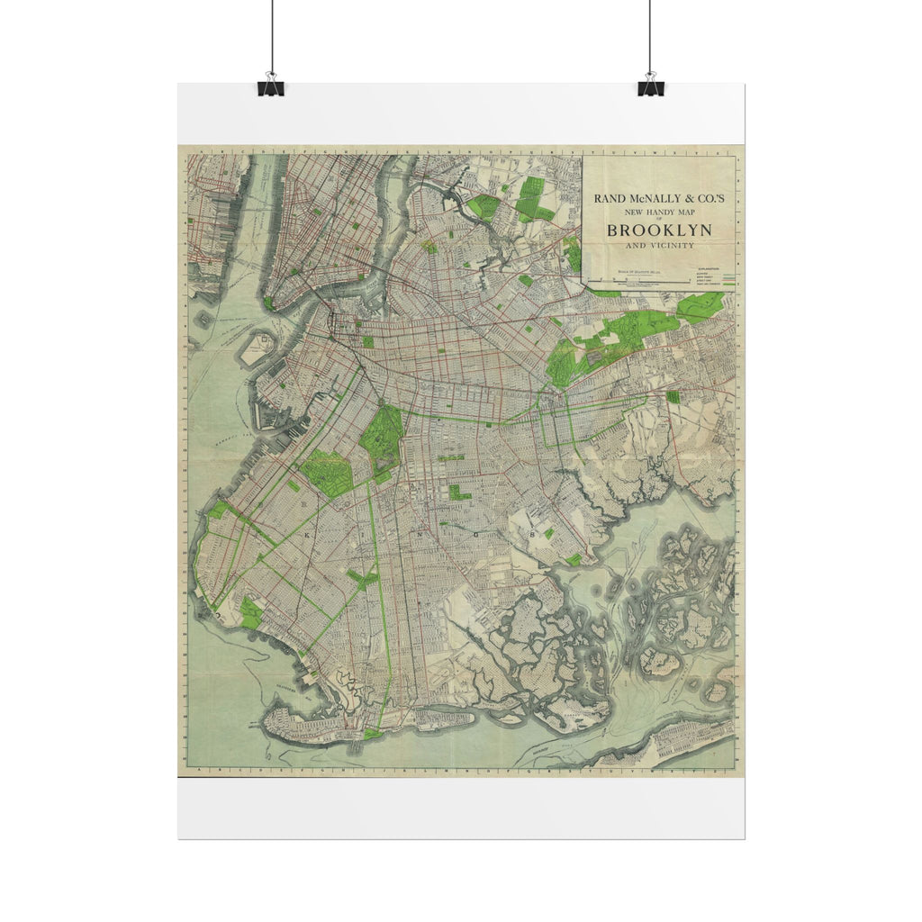 Brooklyn, New York Historic Map (c. 1911) Rolled Poster | Antique City Map Wall Art