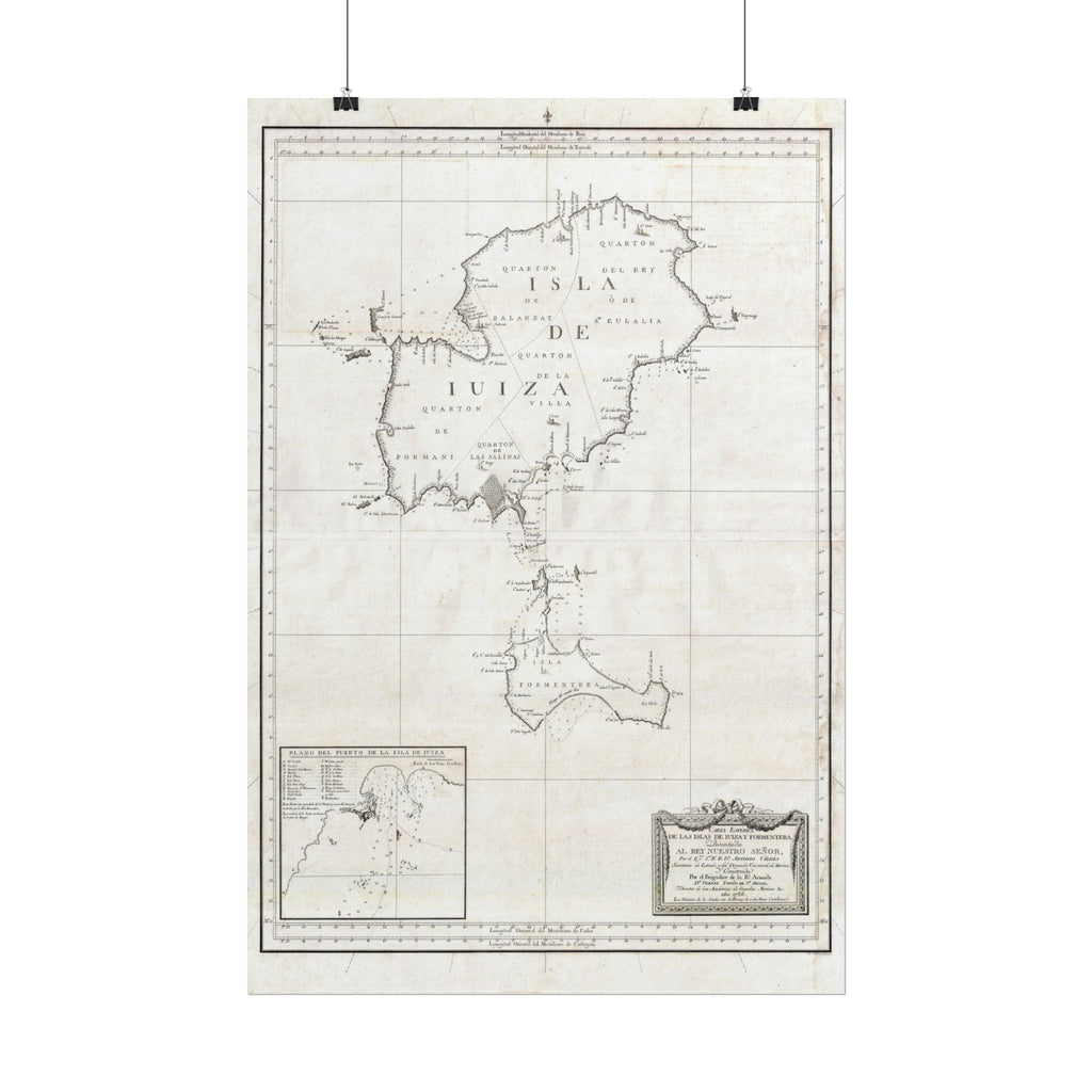Ibiza, Spain Historic City Map (c. 1786) Rolled Poster | Vintage Map Wall Art