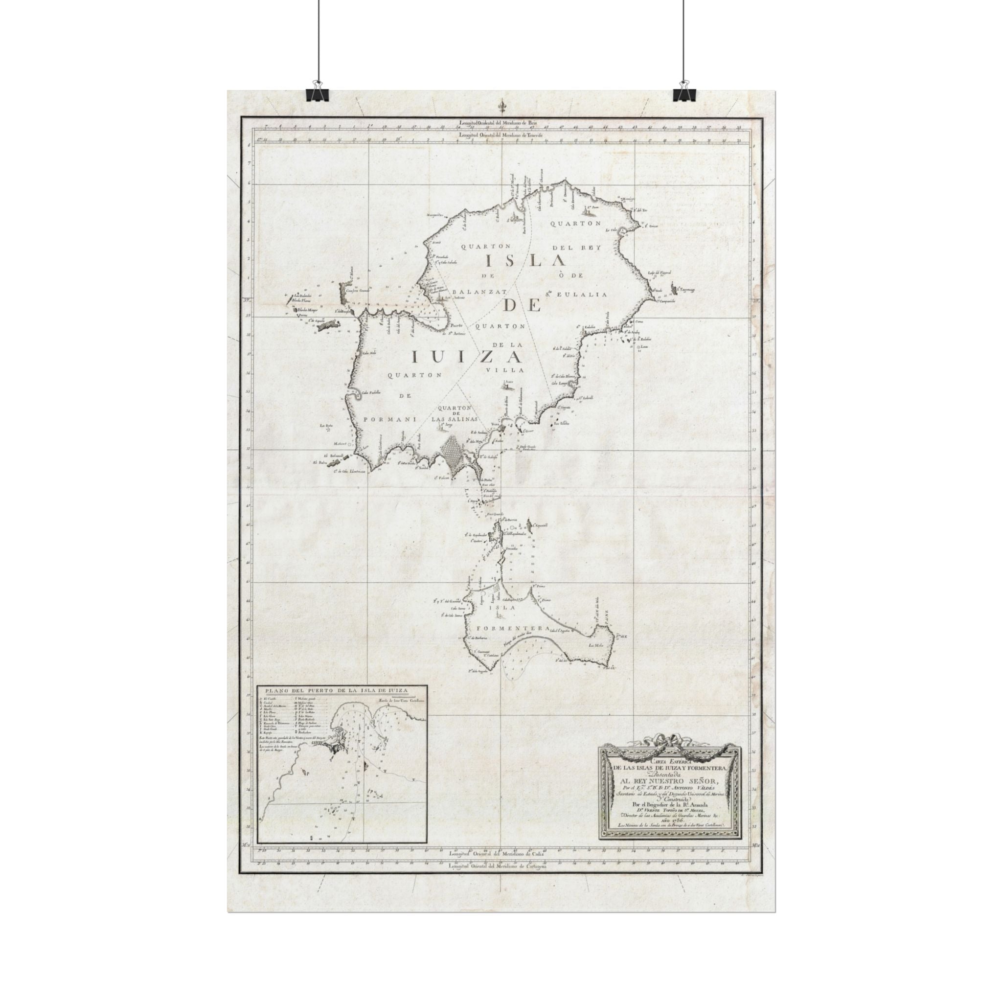 Ibiza, Spain Historic City Map (c. 1786) Rolled Poster | Vintage Map Wall Art